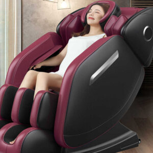 woman sitting on a massage chair