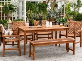 high quality teak garden table and bench