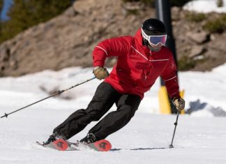 man skiing