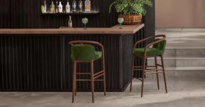 wooden barstools near a