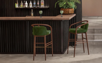 wooden barstools near a