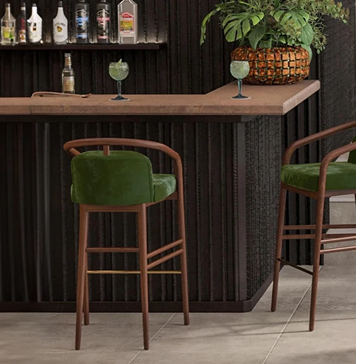 wooden barstools near a